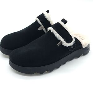 SOREL Viibe Clog Women's Suede Cozy Casual Faux Fur Lined Black Slip On Size 11
